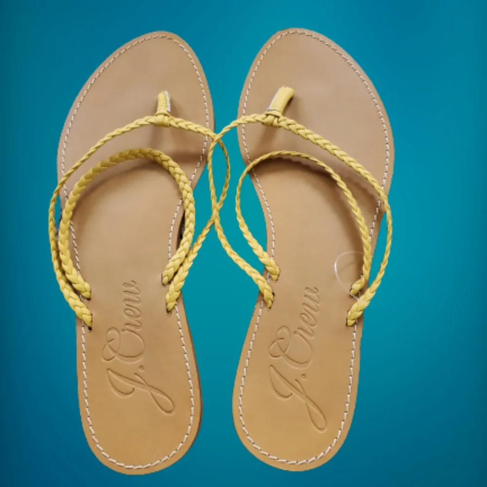 J.Crew braided leather strap sandals, 10, yellow